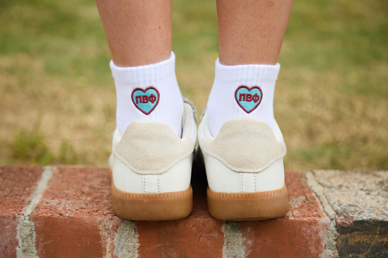 Sorority Heart Back Quarter Socks