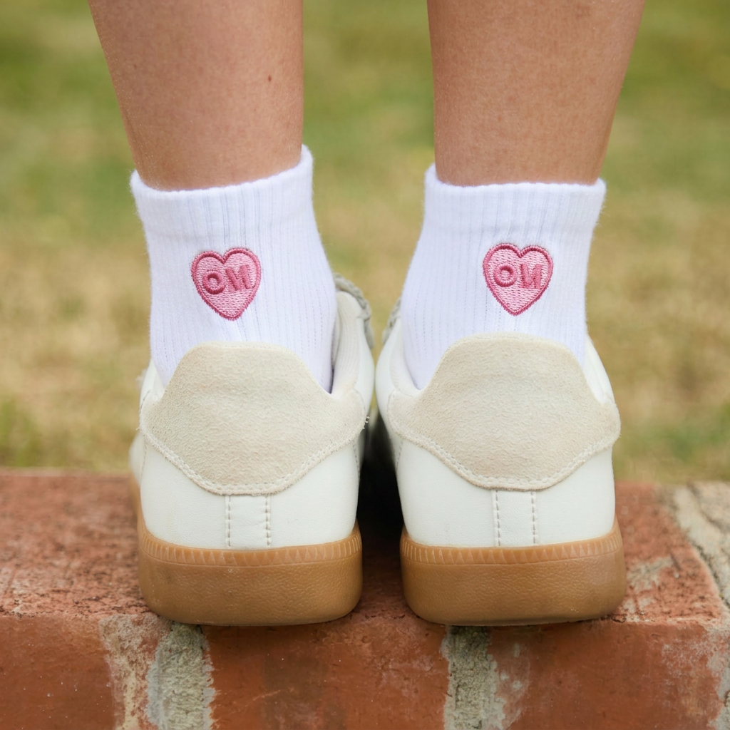 Sorority Heart Back Quarter Socks