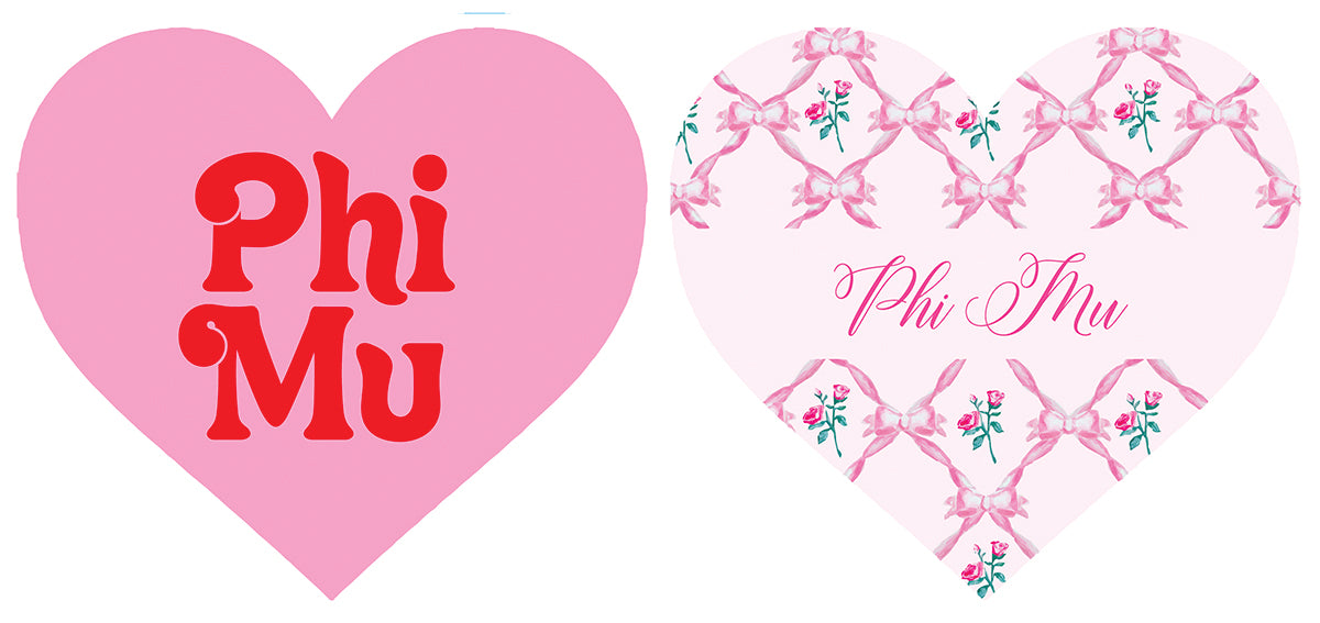 Phi Mu Double Sided Acrylic Heart Coaster