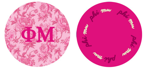 Phi Mu Reversible Sided Acrylic Floral Coaster