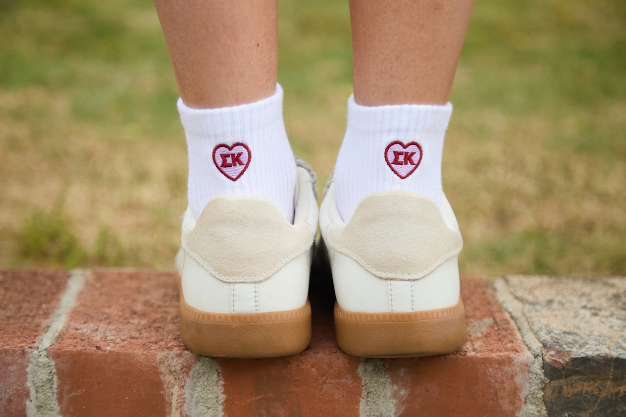 Sorority Heart Back Quarter Socks
