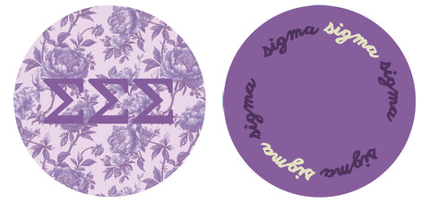 Tri Sigma Reversible Sided Acrylic Floral Coaster