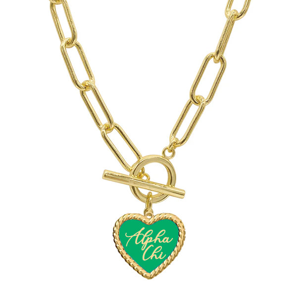 Sorority Enameled Heart Charm Necklace