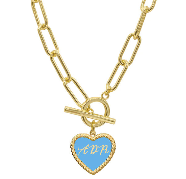 Sorority Enameled Heart Charm Necklace