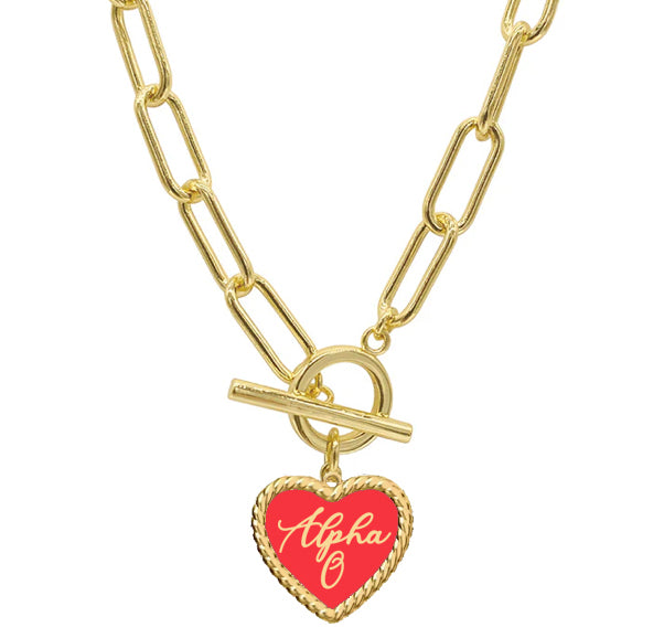 Sorority Enameled Heart Charm Necklace