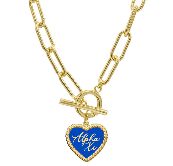 Sorority Enameled Heart Charm Necklace