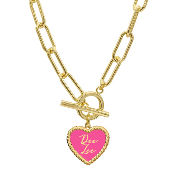 Sorority Enameled Heart Charm Necklace