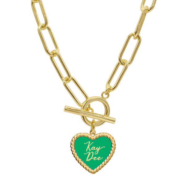 Sorority Enameled Heart Charm Necklace