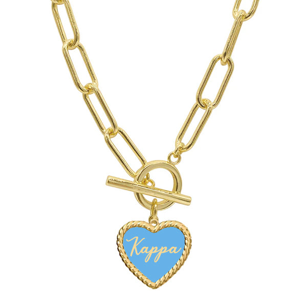 Sorority Enameled Heart Charm Necklace