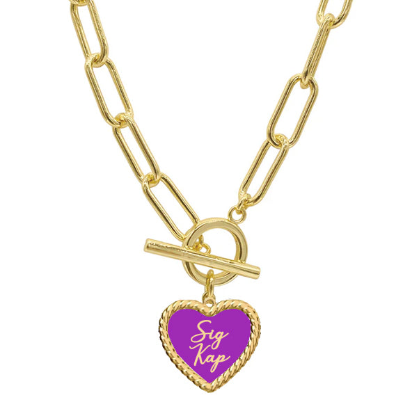 Sorority Enameled Heart Charm Necklace