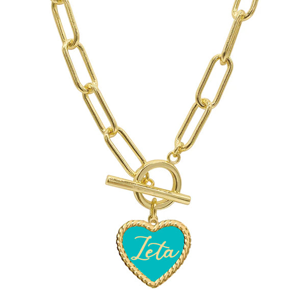 Sorority Enameled Heart Charm Necklace