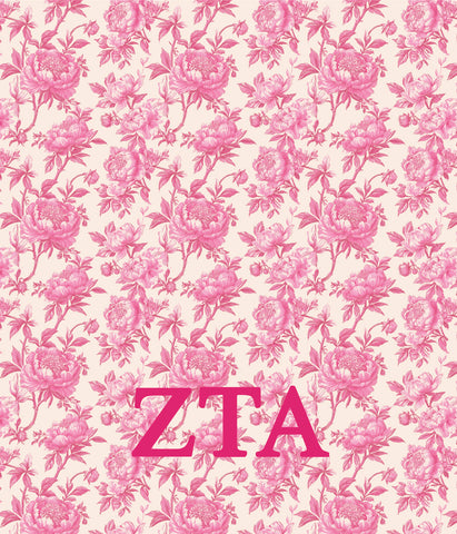 Zeta Tau Alpha Floral Minky Blanket