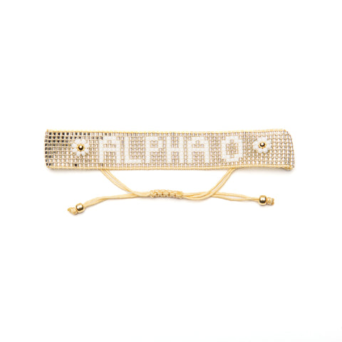ALPHA O Silver Metallic Beaded Bracelet