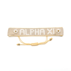 ALPHA XI Silver Metallic Beaded Bracelet