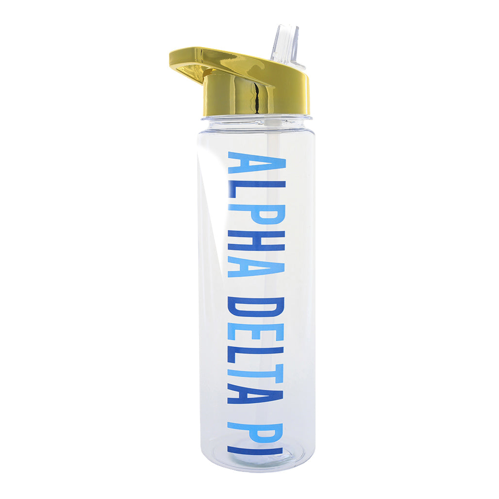 Alpha Delta Pi Flip Top Water Bottle with Gold Lid