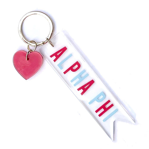 Alpha Phi Acrylic Heart Keychain