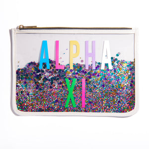 Alpha Xi Delta Confetti Multi Color Cosmetic Bag