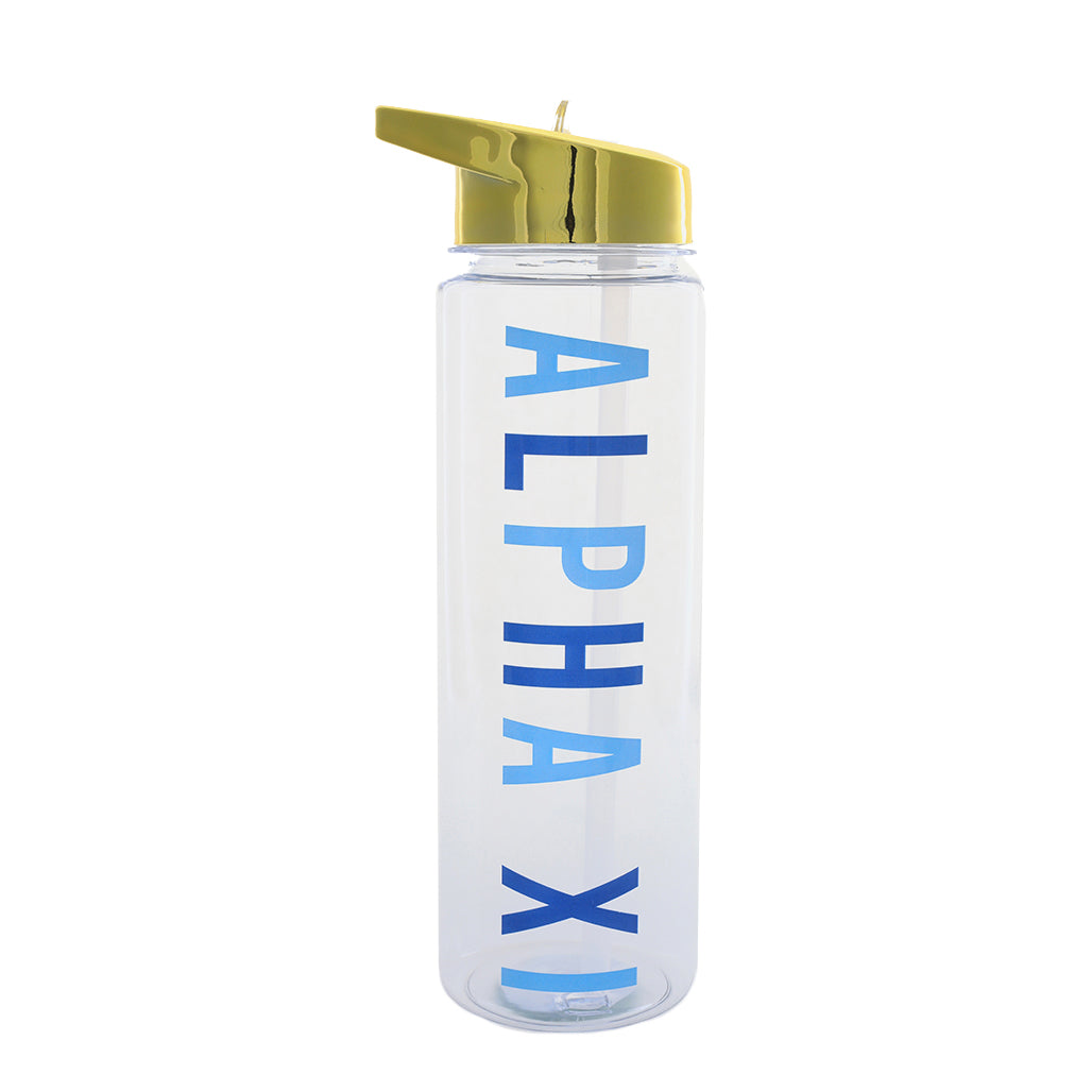 Alpha Xi Delta Flip Top Water Bottle with Gold Lid