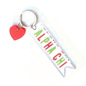 Alpha Chi Omega Acrylic Heart Keychain