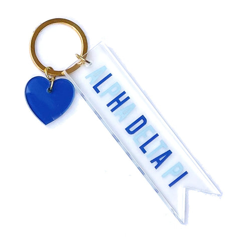 Alpha Delta Pi Acrylic Heart Keychain