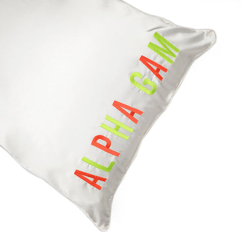 Alpha Gamma Delta Embroidered Satin Pillowcase