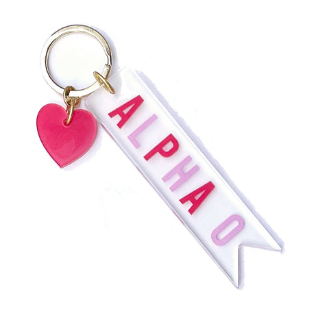 Alpha Omicron Pi Acrylic Heart Keychain