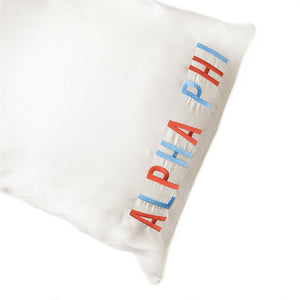 Alpha Phi Embroidered Satin Pillowcase
