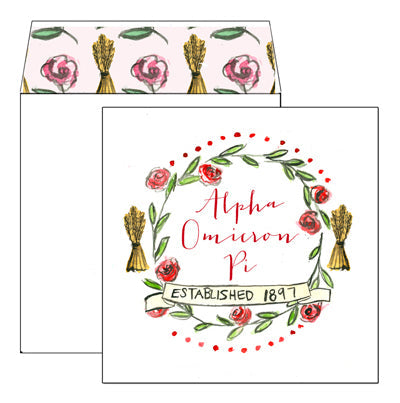 Alpha Omicron Pi MOTIF Greeting Card with Liner
