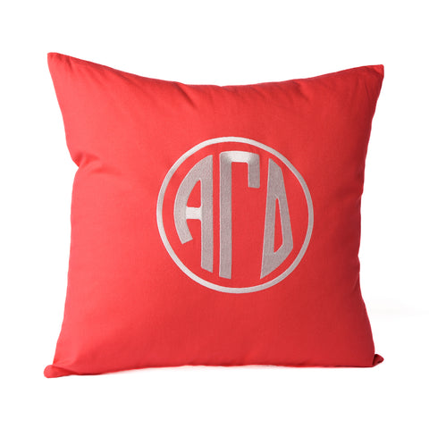 Alpha Gamma Delta Circle Monogram Pillow