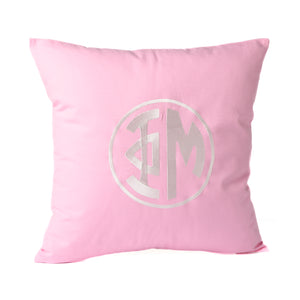 Phi Mu Circle Monogram Pillow