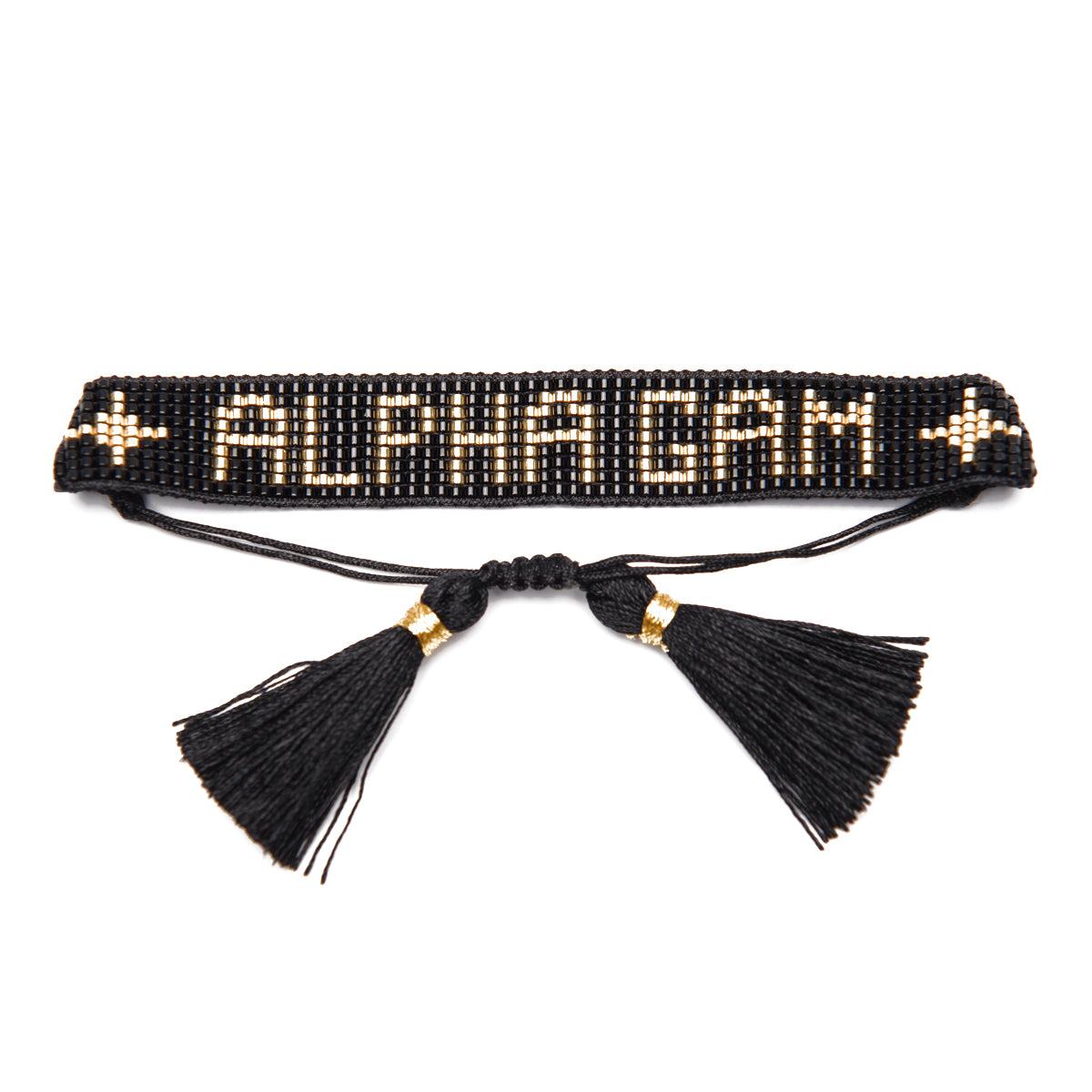 ALPHA GAM Black and Gold Metallic Beaded Bracelet