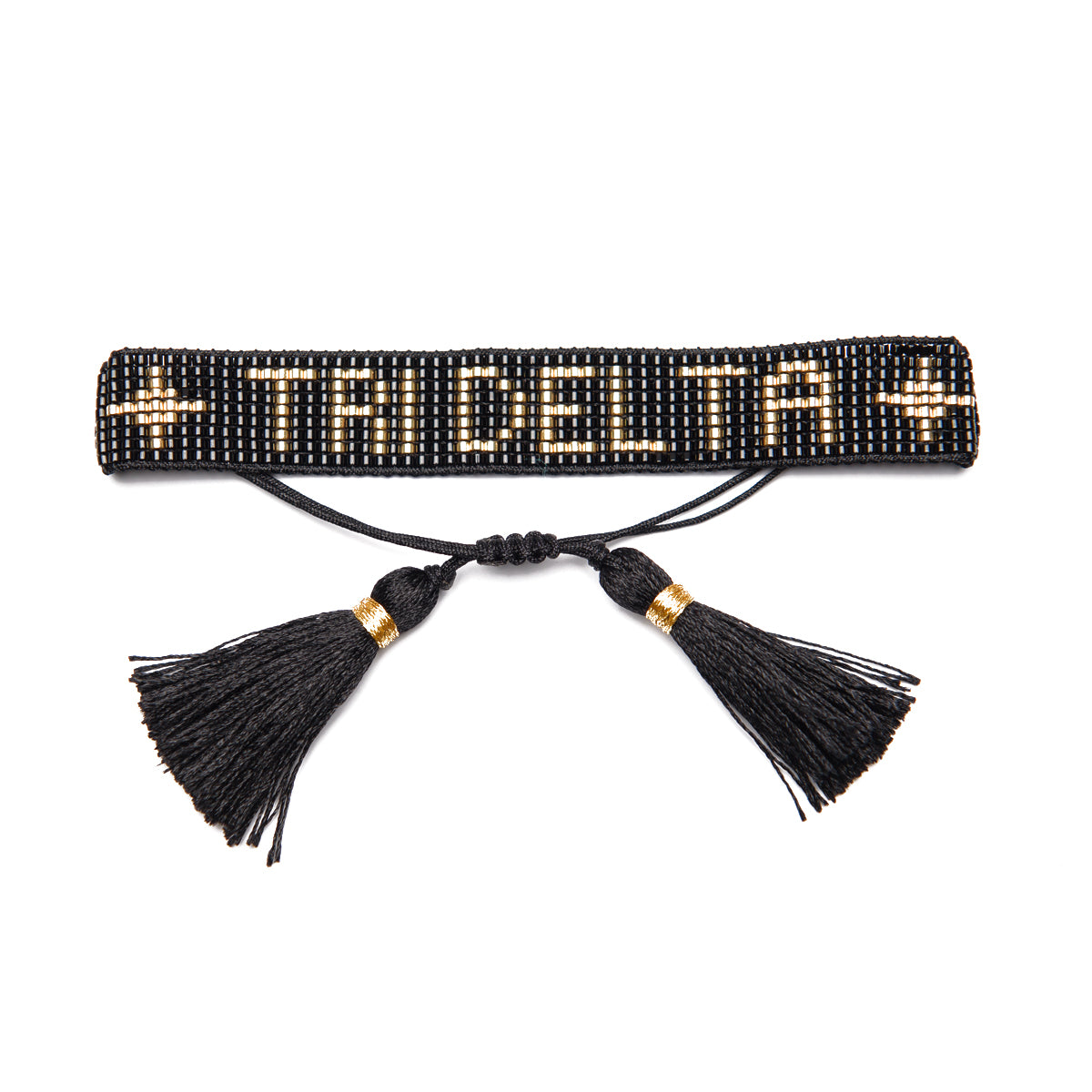 TRI DELTA Black and Gold Metallic Beaded Bracelet