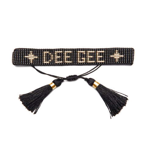 DEE GEE Black and Gold Metallic Beaded Bracelet