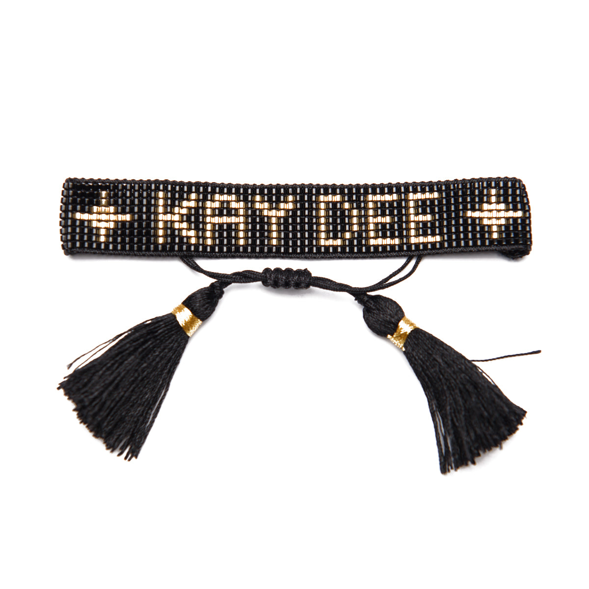 KAY DEE Black and Gold Metallic Beaded Bracelet