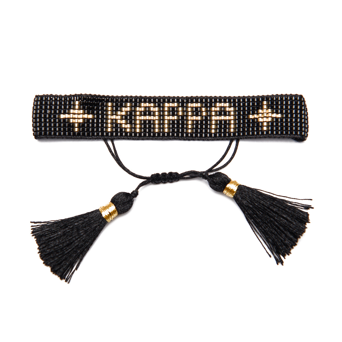 KAPPA Black and Gold Metallic Beaded Bracelet