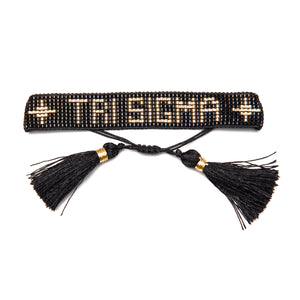 TRI SIGMA Black and Gold Metallic Beaded Bracelet