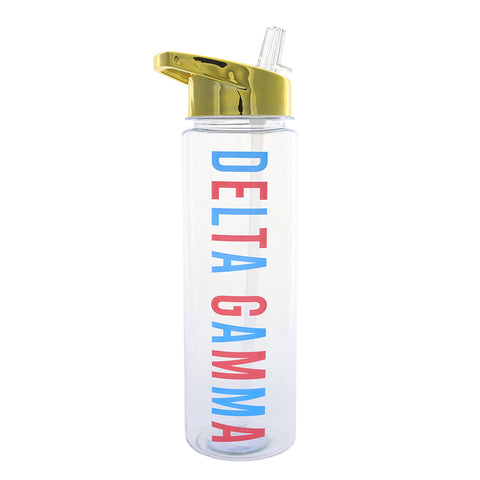 Delta Gamma Flip Top Water Bottle with Gold Lid