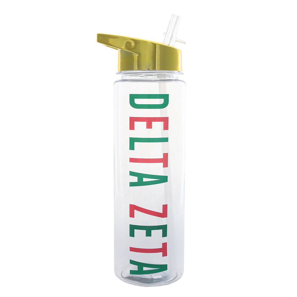 Delta Zeta Flip Top Water Bottle with Gold Lid