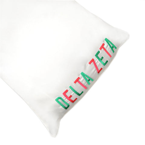 Delta Zeta Embroidered Satin Pillowcase