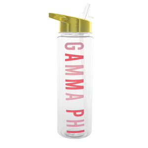 Gamma Phi Beta Flip Top Water Bottle with Gold Lid