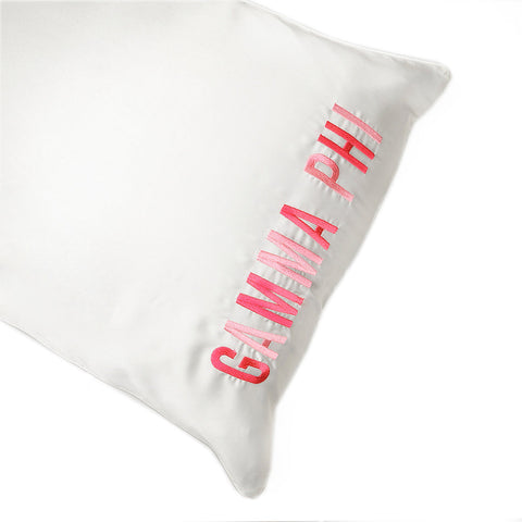 Gamma Phi Beta Embroidered Satin Pillowcase