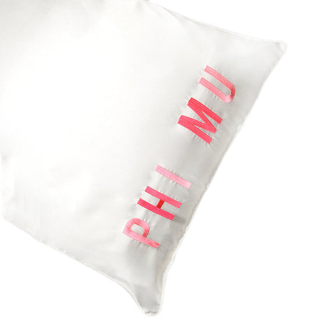 Phi Mu Embroidered Satin Pillowcase