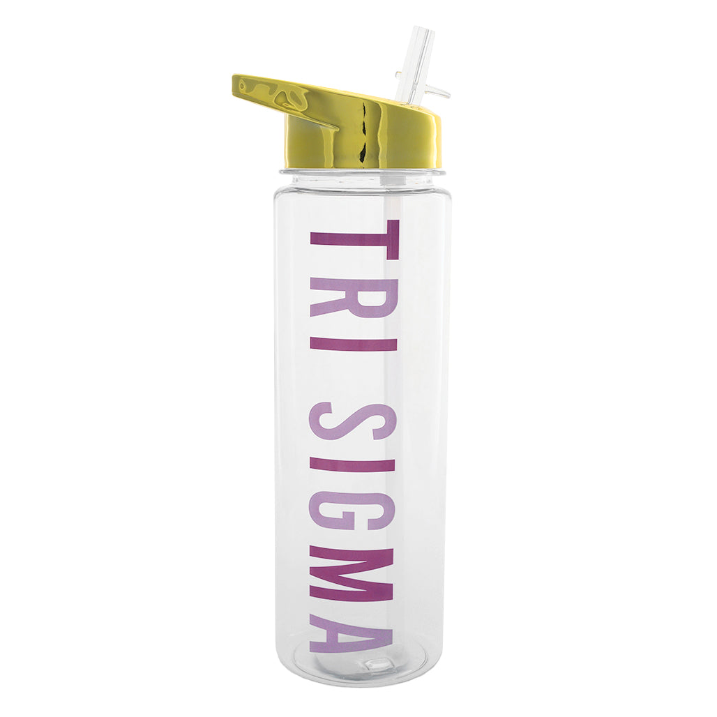Flip Top Water Bottle with Gold Lid
