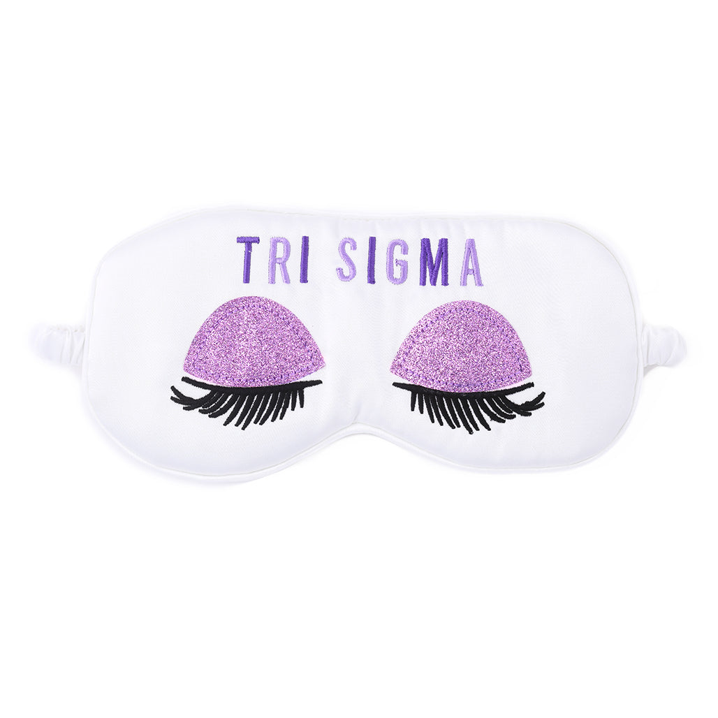 Tri-Sigma Embroidered Satin Sleep Mask