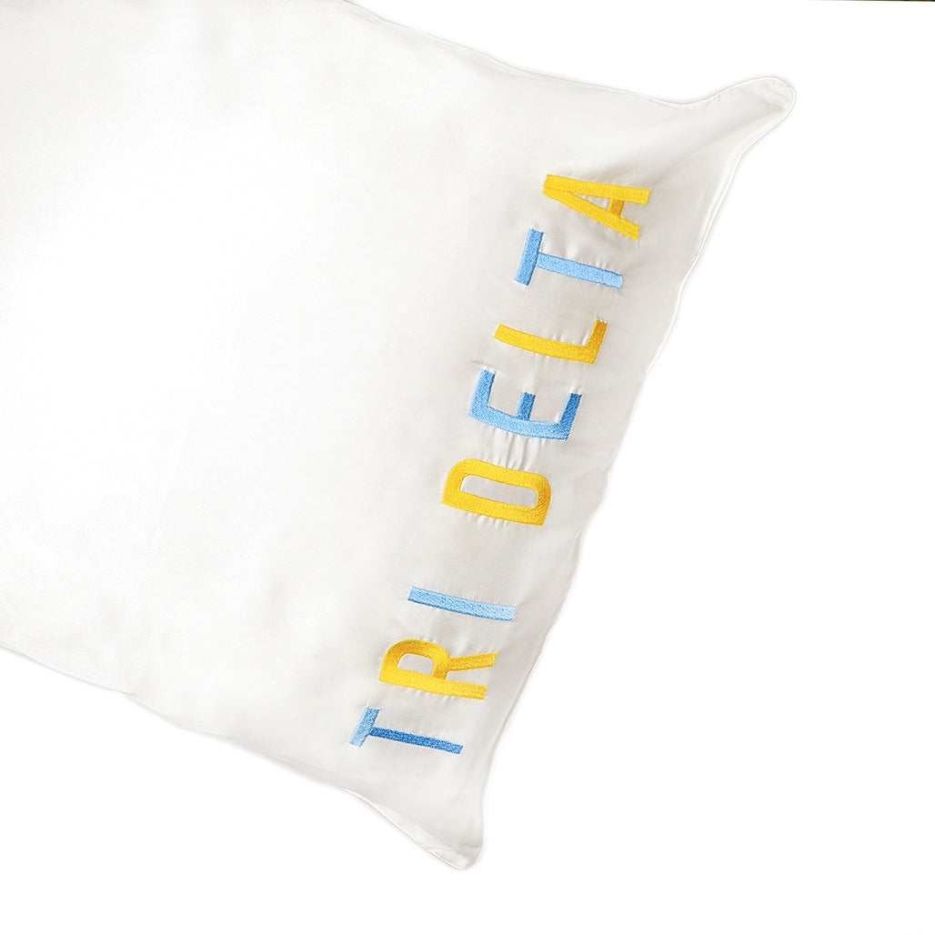 Tri-Delta Embroidered Satin Pillowcase
