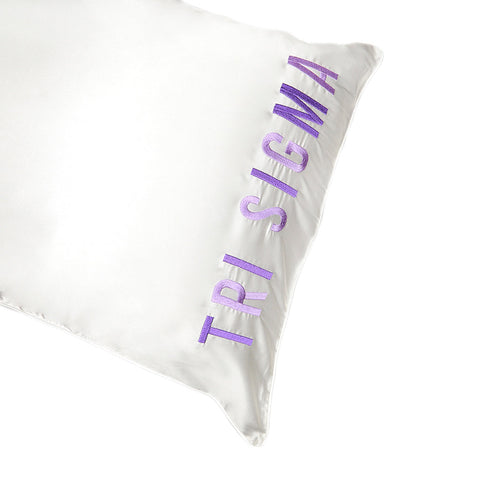 Tri-Sigma Embroidered Satin Pillowcase