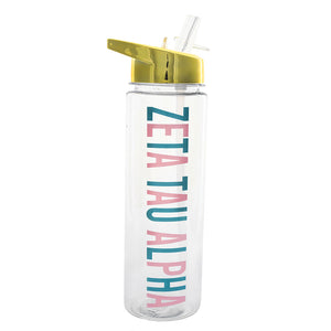 Zeta Tau Alpha Flip Top Water Bottle with Gold Lid