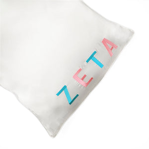 Zeta Tau Alpha Embroidered Satin Pillowcase