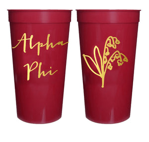 Alpha Phi Gold Metallic Printed Stadium Cup