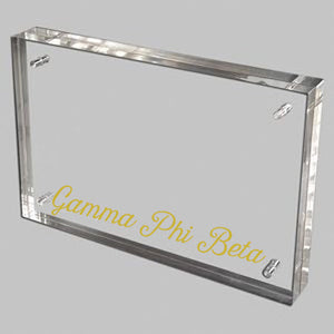 Gamma Phi Beta Acrylic Frame with Gold Foil Lettering